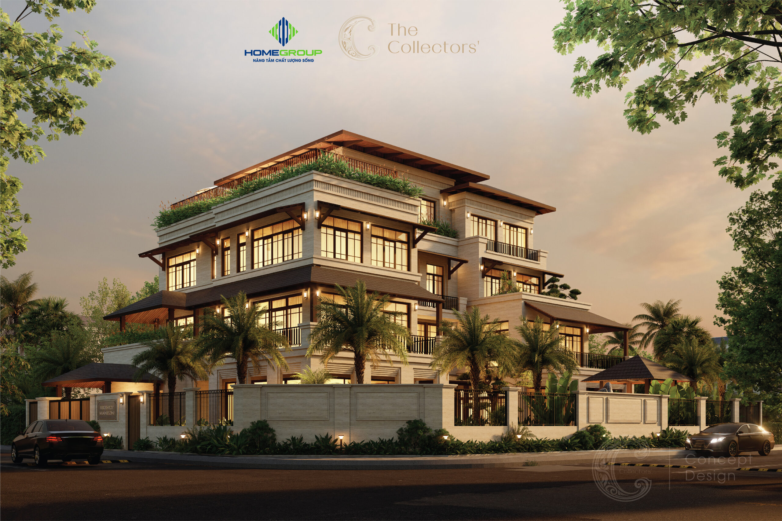 Dinh thự The Collectors với kiến trúc sang trọng, không gian xanh và thiết kế đại trạch nội đô giới hạn tại Đông Tăng Long.