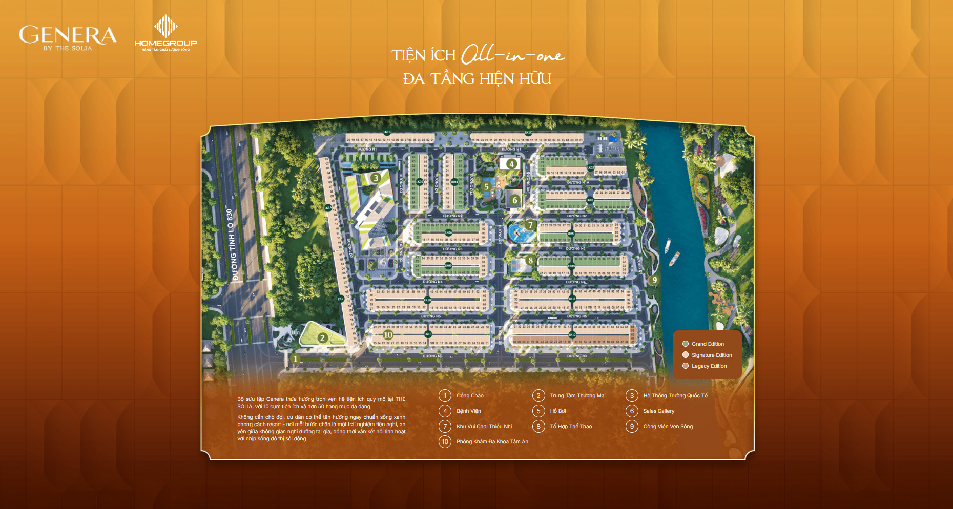 Mặt bằng tiện ích Genera by The Solia