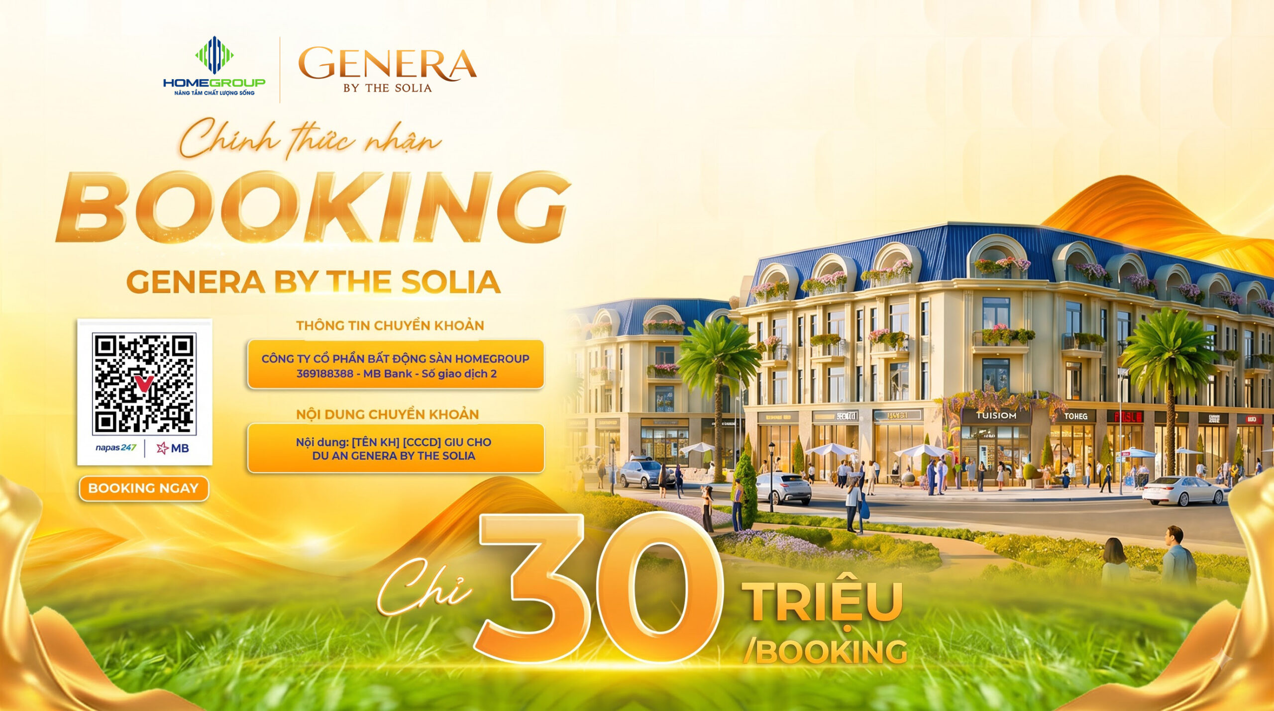 booking dự án nhà phố Genera by The Solia